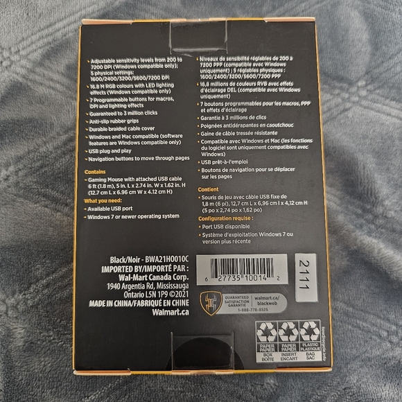 blackweb Wired RGB Illuminating and Programmable Gaming Mouse - Picture 3 of 3